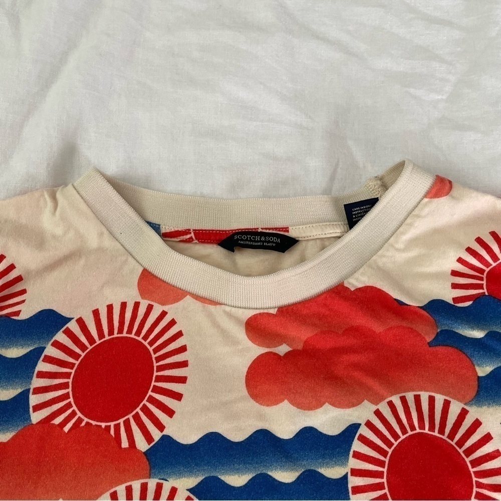 Scotch & Soda MEDIUM red blue stars pattern t shirt cotton blend strechy - Picture 3 of 8